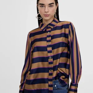 Lola Casademunt Camisas Y Blusas<Camisa rayas AZUL-MARRON