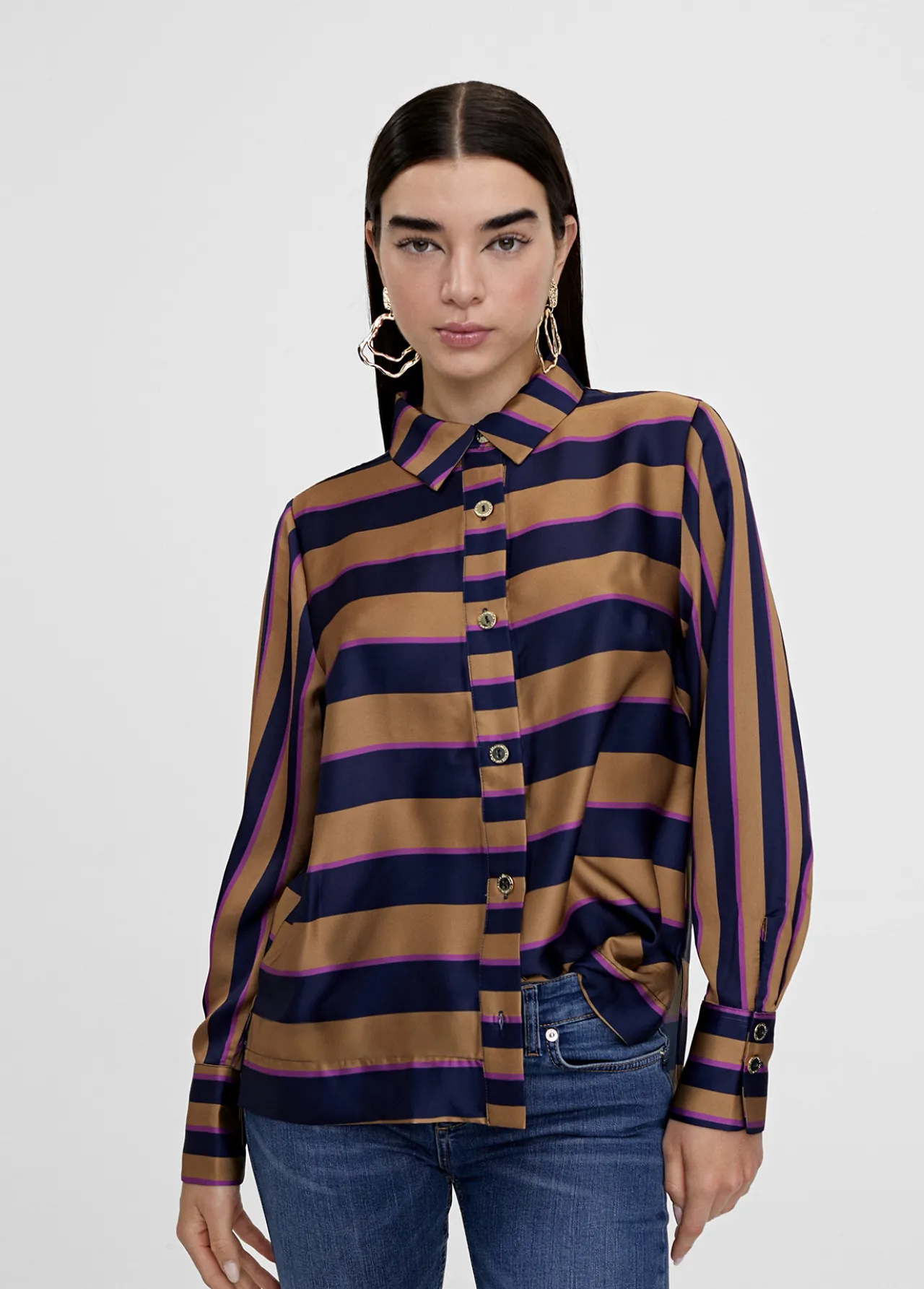 camisa_rayas_2.webp Lola Casademunt Camisas Y Blusas<Camisa rayas AZUL-MARRON