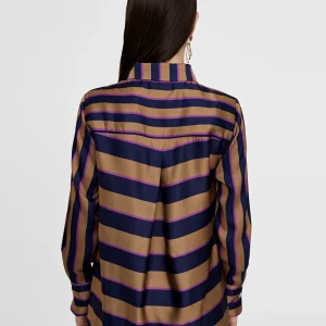 Lola Casademunt Camisas Y Blusas<Camisa rayas AZUL-MARRON