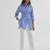 Lola Casademunt Camisas Y Blusas<Camisa rayas detalle joyas AZUL-BLANCO