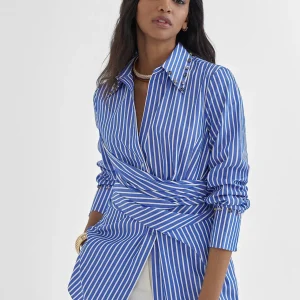 Lola Casademunt Camisas Y Blusas<Camisa rayas detalle joyas AZUL-BLANCO
