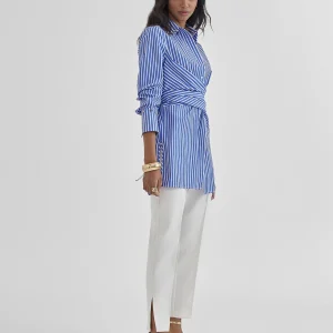 Lola Casademunt Camisas Y Blusas<Camisa rayas detalle joyas AZUL-BLANCO