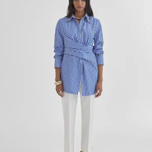 Lola Casademunt Camisas Y Blusas<Camisa rayas detalle joyas AZUL-BLANCO