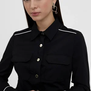 Lola Casademunt Camisas Y Blusas<Camisa strech con vivo contraste NEGRO