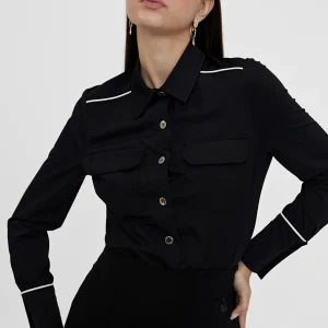 Lola Casademunt Camisas Y Blusas<Camisa strech con vivo contraste NEGRO
