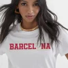 Lola Casademunt Camisetas Y Tops<Camiseta básica Barcelona en algodón 100% - Lola Casademunt BLANCO-ROJO