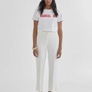 Lola Casademunt Camisetas Y Tops<Camiseta básica Barcelona en algodón 100% - Lola Casademunt BLANCO-ROJO
