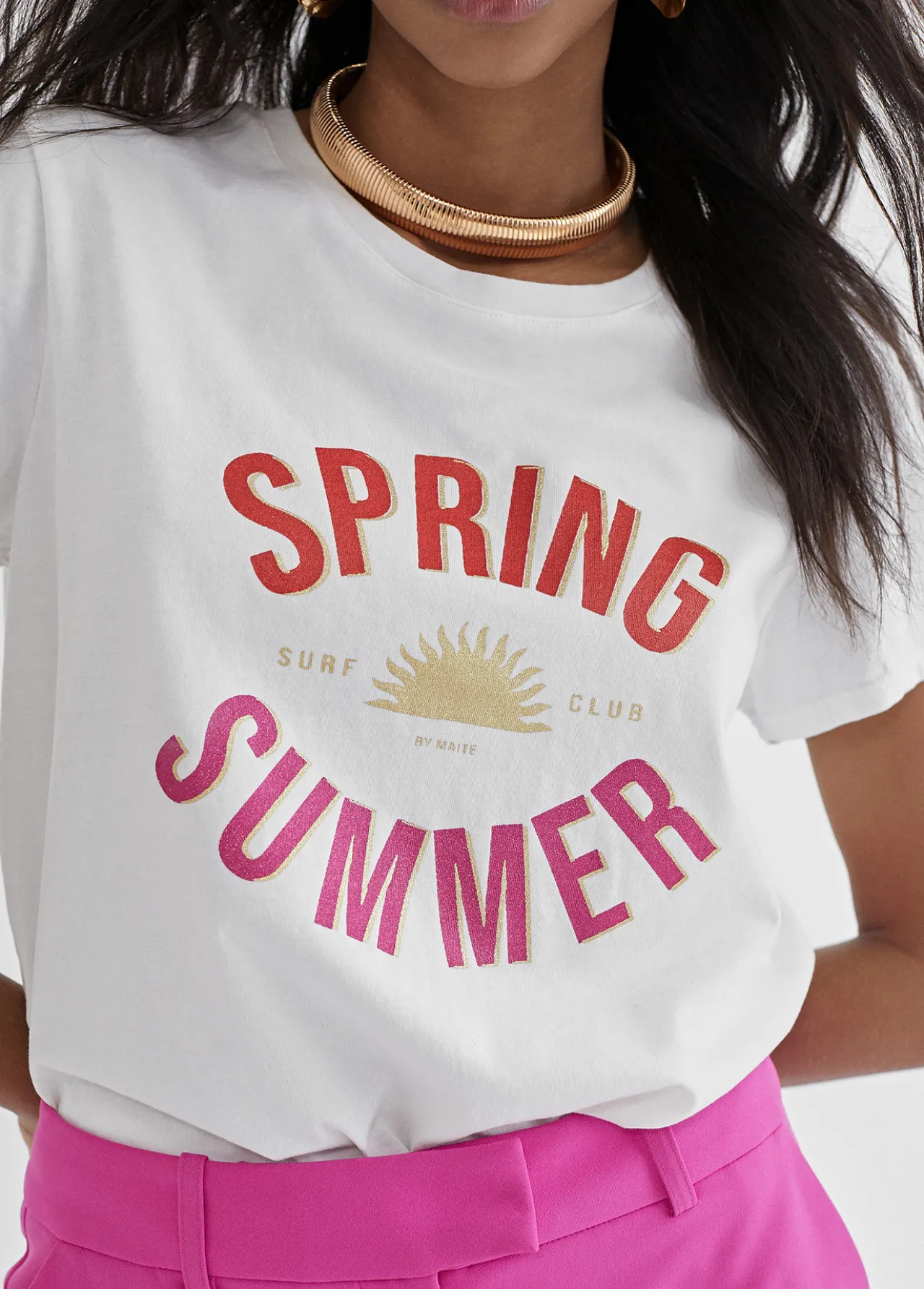 camiseta_bsica_summer_2.webp Lola Casademunt Camisetas Y Tops<Camiseta básica Summer BLANCO-ROJO