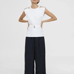 Lola Casademunt Camisetas Y Tops<Camiseta con cinturón BLANCO