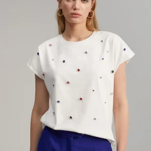 Lola Casademunt Camisetas Y Tops<Camiseta detalle joyas NEGRO