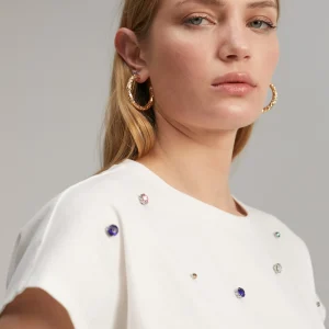 Lola Casademunt Camisetas Y Tops<Camiseta detalle joyas NEGRO