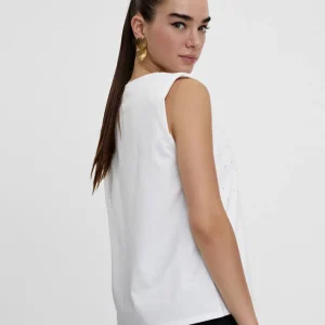 Lola Casademunt Camisetas Y Tops<Camiseta hombreras strass BLANCO