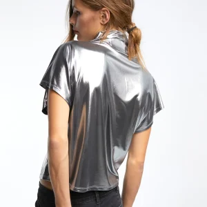 Lola Casademunt Camisetas Y Tops<Camiseta laminada plata PLATEADO