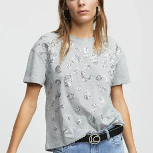 Lola Casademunt Camisetas Y Tops<Camiseta lentejuelas GRIS