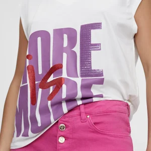 Lola Casademunt Camisetas Y Tops<Camiseta more is more BLANCO-ROSA