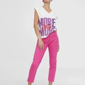Lola Casademunt Camisetas Y Tops<Camiseta more is more BLANCO-ROSA