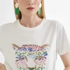 Lola Casademunt Camisetas Y Tops<Camiseta tigre bordado BLANCO-ROSA