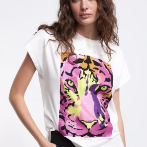 Lola Casademunt Camisetas Y Tops<Camiseta tigre multicolor BLANCO