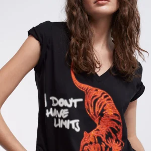 Lola Casademunt Camisetas Y Tops<Camiseta tigre strass NEGRO