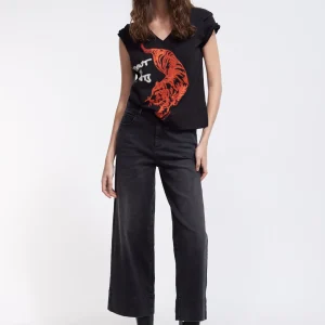 Lola Casademunt Camisetas Y Tops<Camiseta tigre strass NEGRO