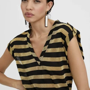 Lola Casademunt Camisetas Y Tops<Camisetea rayas lurex METAL-NEGRO