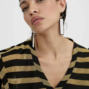 Lola Casademunt Camisetas Y Tops<Camisetea rayas lurex METAL-NEGRO