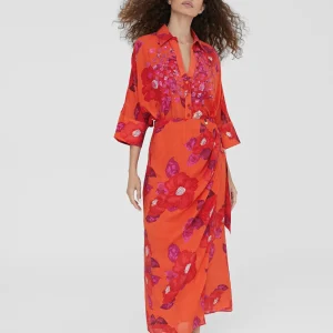 Lola Casademunt Baño<Camisola estampado floral NARANJA-ROSA
