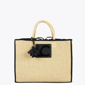 Lola Casademunt Bolsos | Baño<Capazo con ribetes a contraste MARRON-NEGRO