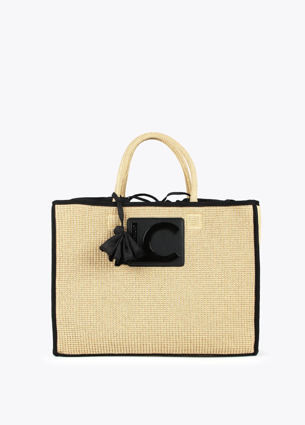 capazo_con_ribetes_a_contraste_0.webp Lola Casademunt Bolsos | Baño<Capazo con ribetes a contraste MARRON-NEGRO
