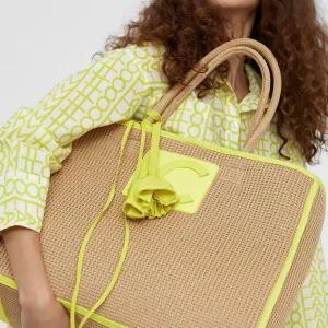 Lola Casademunt Bolsos | Baño<Capazo con ribetes color fluor MARRON-NEGRO