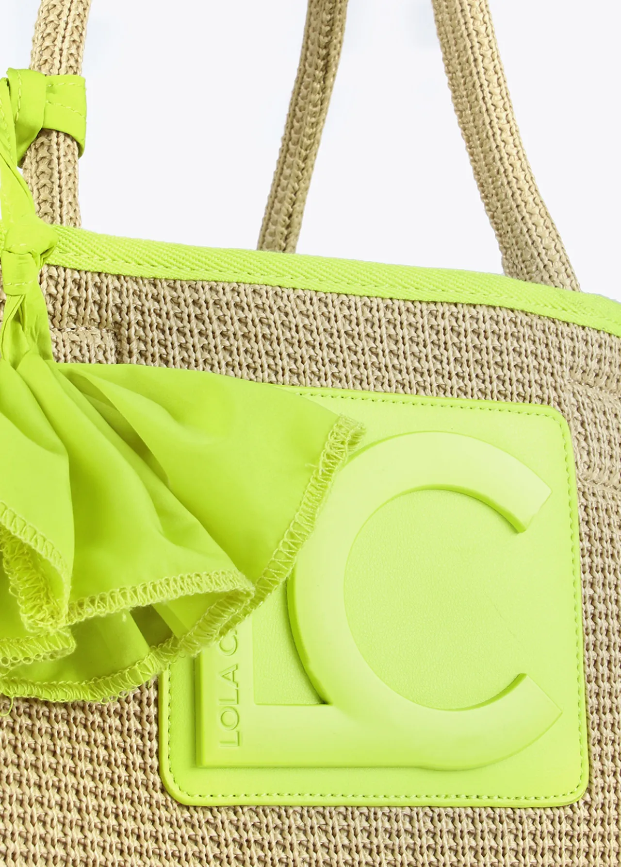 capazo_con_ribetes_color_fluor_2.webp Lola Casademunt Bolsos | Baño<Capazo con ribetes color fluor MARRON-NEGRO