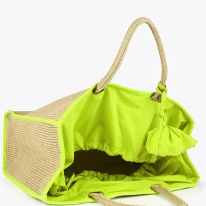 Lola Casademunt Bolsos | Baño<Capazo con ribetes color fluor MARRON-NEGRO