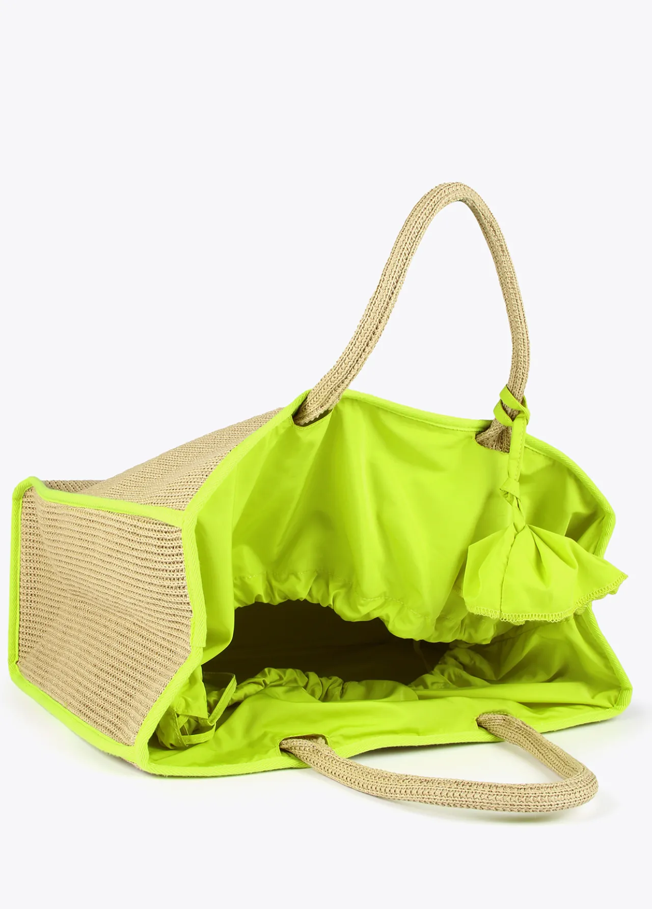 capazo_con_ribetes_color_fluor_3.webp Lola Casademunt Bolsos | Baño<Capazo con ribetes color fluor MARRON-NEGRO