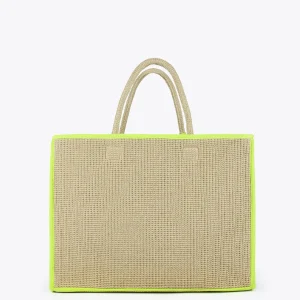 Lola Casademunt Bolsos | Baño<Capazo con ribetes color fluor MARRON-NEGRO