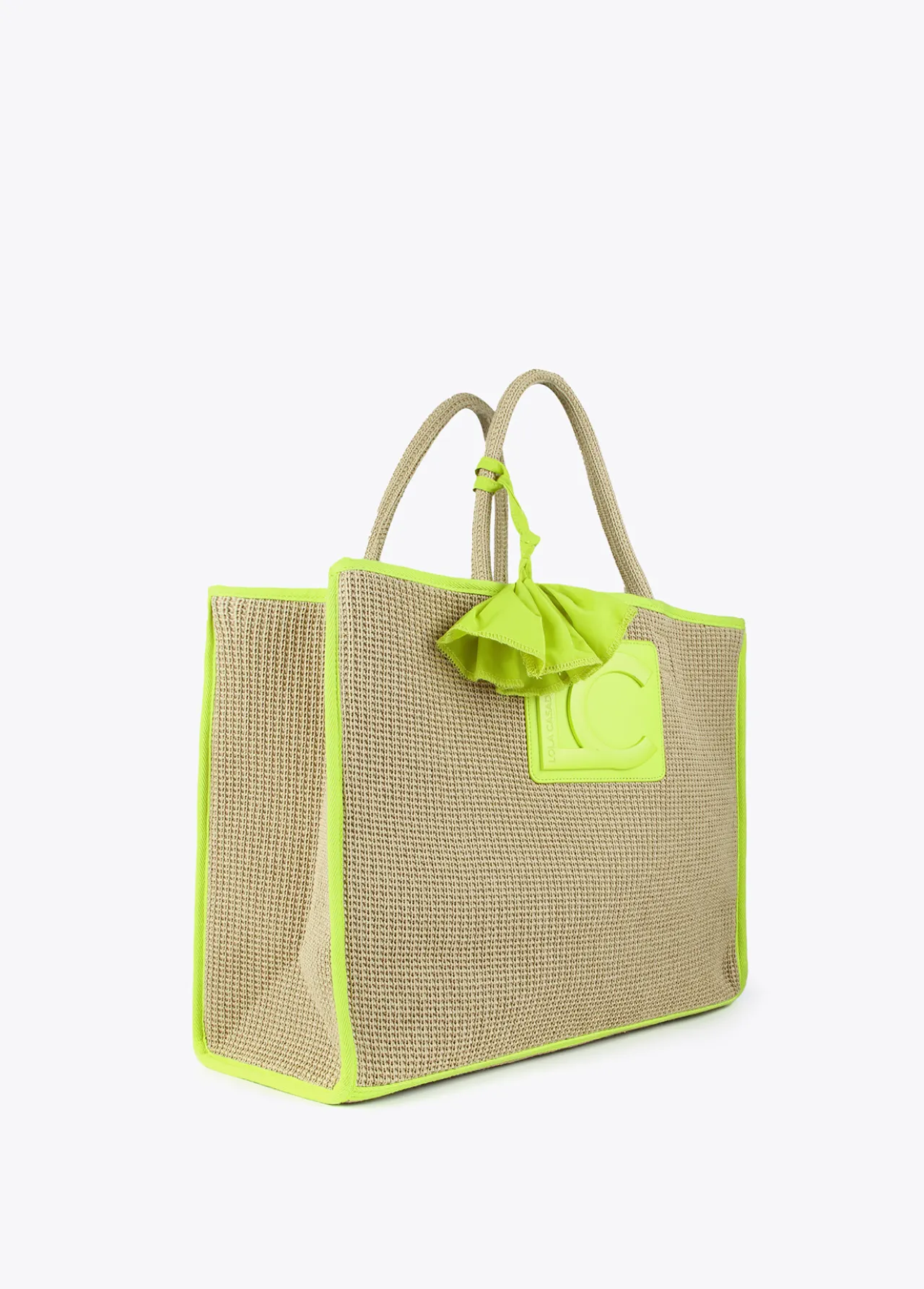 capazo_con_ribetes_color_fluor_5.webp Lola Casademunt Bolsos | Baño<Capazo con ribetes color fluor MARRON-NEGRO