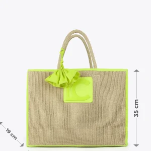 Lola Casademunt Bolsos | Baño<Capazo con ribetes color fluor MARRON-NEGRO