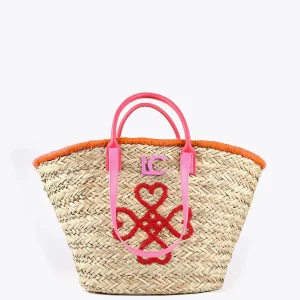 Lola Casademunt Bolsos | Baño<Capazo corazones bordados MARRON-NEGRO