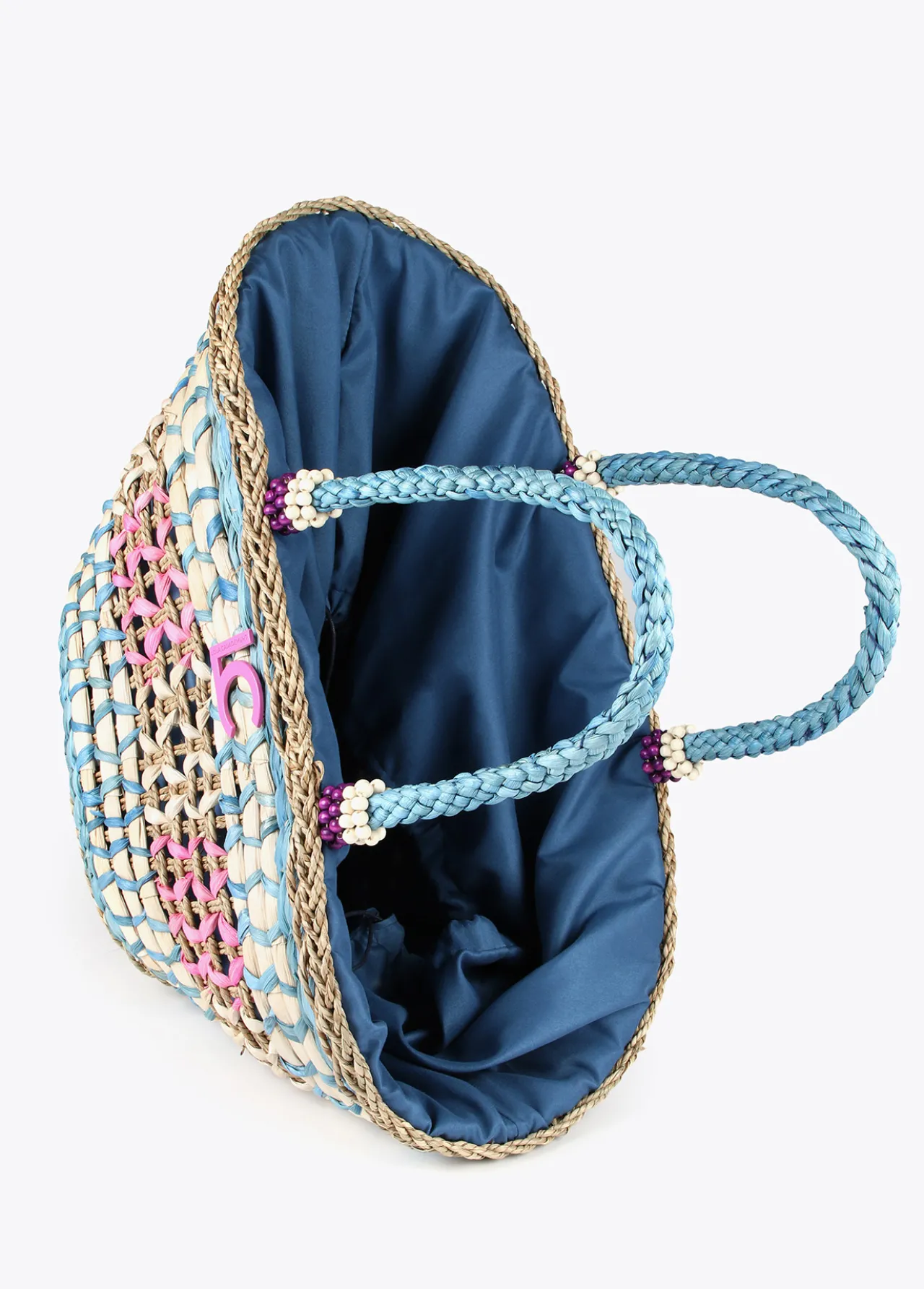 capazo_trenzado_gomtrico_2-1.webp Lola Casademunt Bolsos | Baño<Capazo trenzado gométrico MARRON-NEGRO