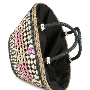 Lola Casademunt Bolsos | Baño<Capazo trenzado gométrico MARRON-NEGRO