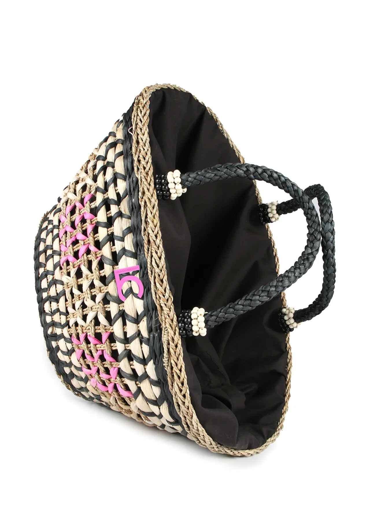 capazo_trenzado_gomtrico_2.webp Lola Casademunt Bolsos | Baño<Capazo trenzado gométrico MARRON-NEGRO