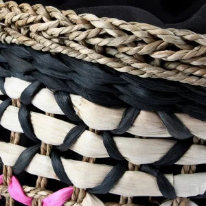 Lola Casademunt Bolsos | Baño<Capazo trenzado gométrico MARRON-NEGRO