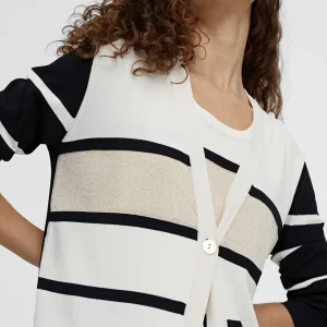 Lola Casademunt Chaquetas Y Gabardinas | Punto<Cardigan punto de rayas NEGRO-CRUDO
