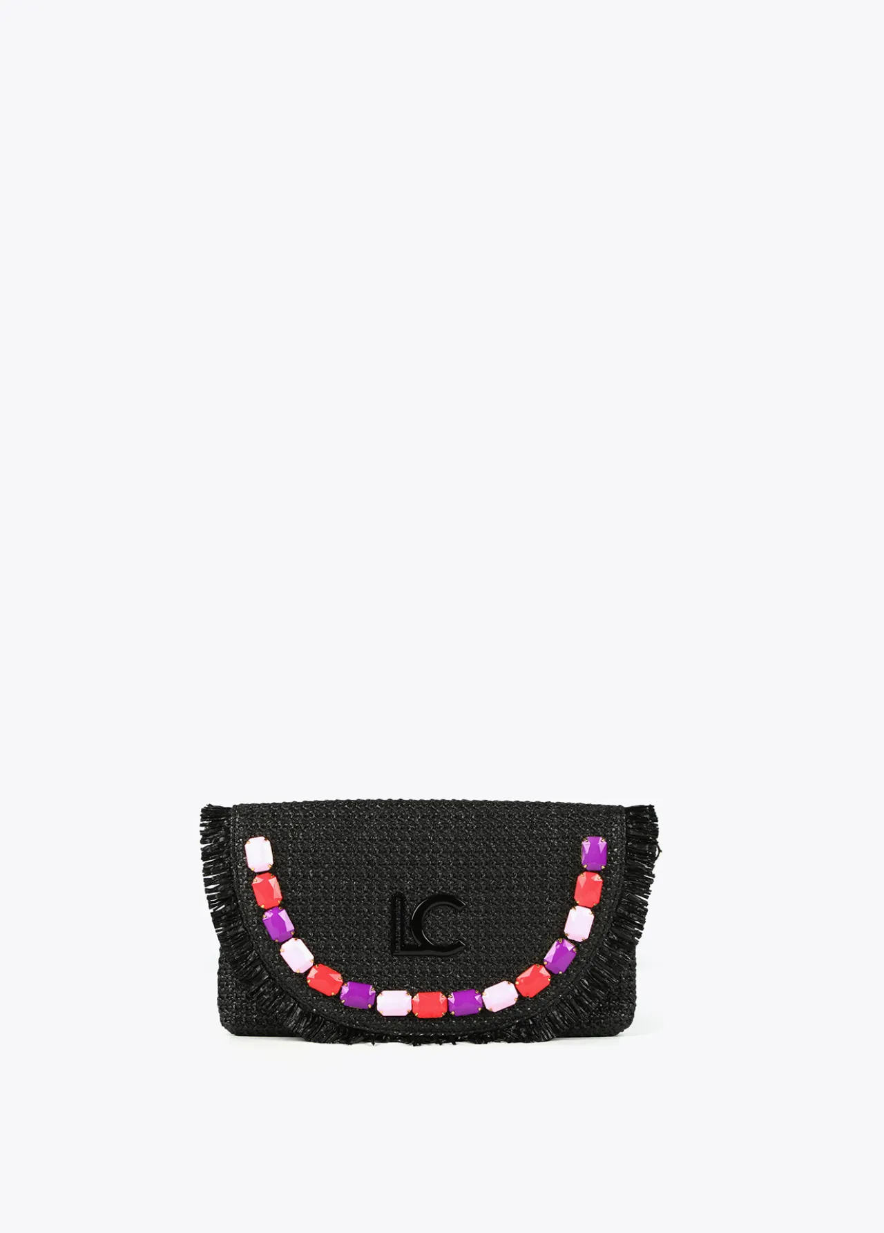 cartera_de_mano_con_piedras_de_color_0.webp Lola Casademunt Bolsos<Cartera de mano con piedras de color NEGRO-ROSA