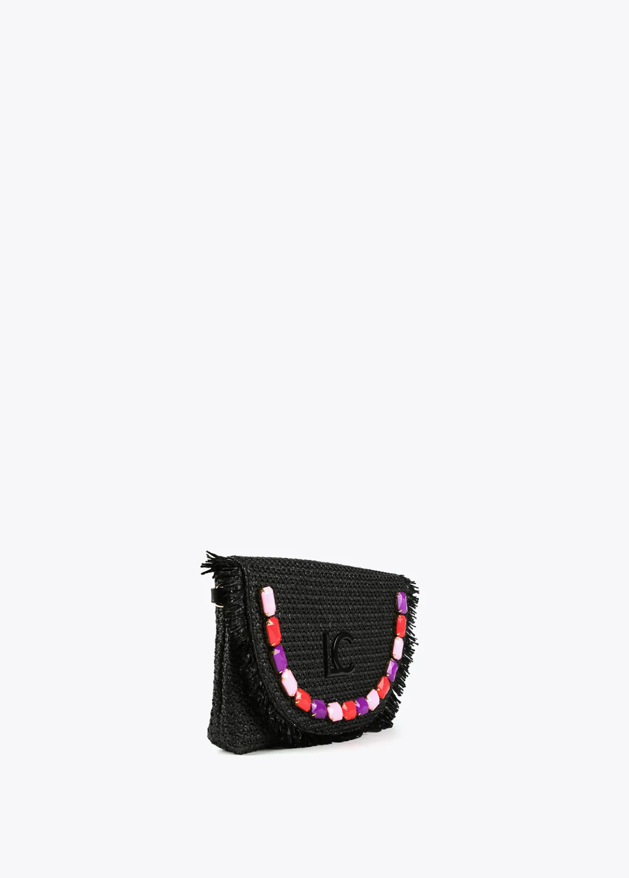 cartera_de_mano_con_piedras_de_color_4.webp Lola Casademunt Bolsos<Cartera de mano con piedras de color NEGRO-ROSA