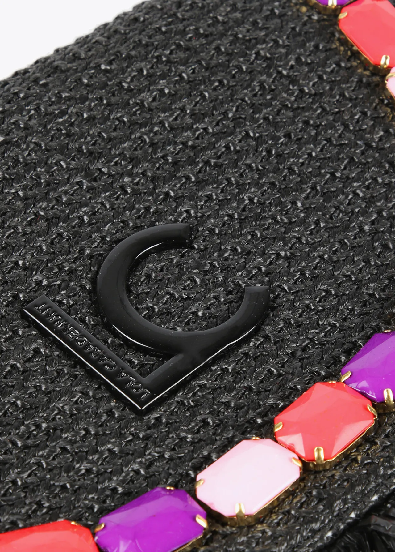 cartera_de_mano_con_piedras_de_color_5.webp Lola Casademunt Bolsos<Cartera de mano con piedras de color NEGRO-ROSA