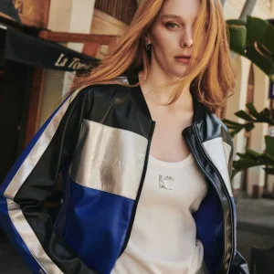 Lola Casademunt Abrigos Y Cazadoras | Chaquetas Y Gabardinas<Cazadora biker tricolor AZUL-GRIS