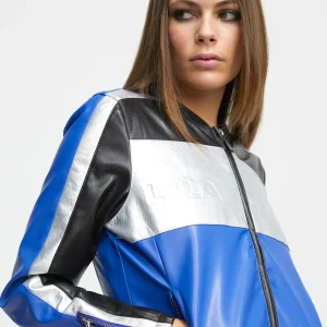 Lola Casademunt Abrigos Y Cazadoras | Chaquetas Y Gabardinas<Cazadora biker tricolor AZUL-GRIS