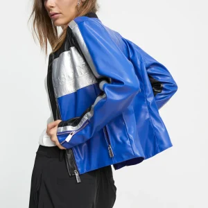 Lola Casademunt Abrigos Y Cazadoras | Chaquetas Y Gabardinas<Cazadora biker tricolor AZUL-GRIS