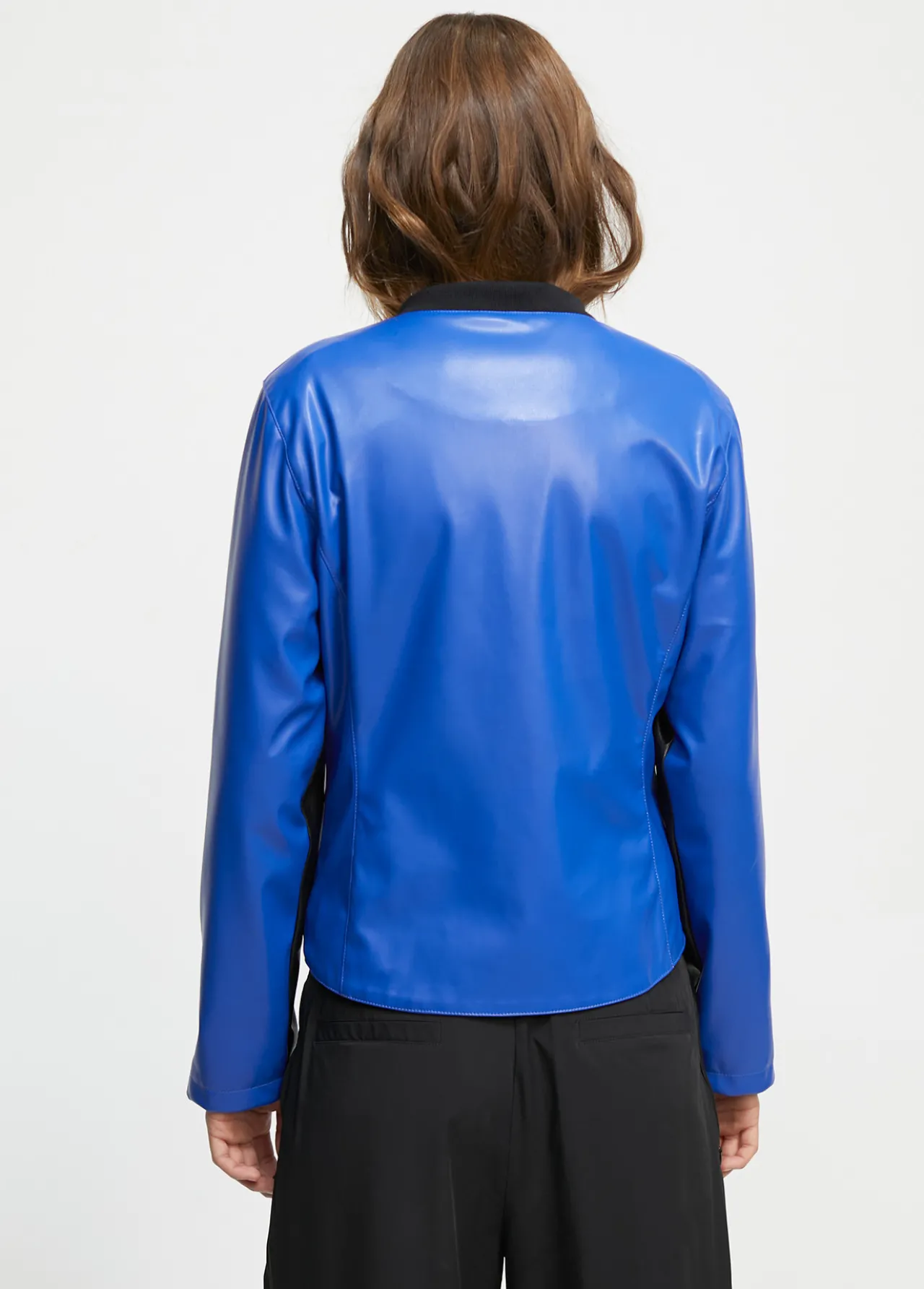 cazadora_biker_tricolor_6.webp Lola Casademunt Abrigos Y Cazadoras | Chaquetas Y Gabardinas<Cazadora biker tricolor AZUL-GRIS