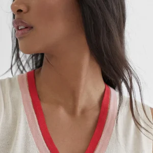 Lola Casademunt Punto | Chalecos<Chaleco bicolor CRUDO-ROJO